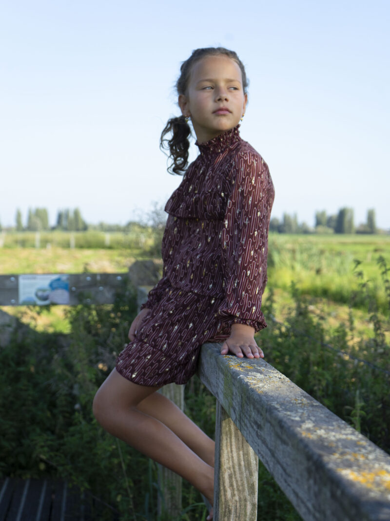 Blouse met rok bordeaux / goud