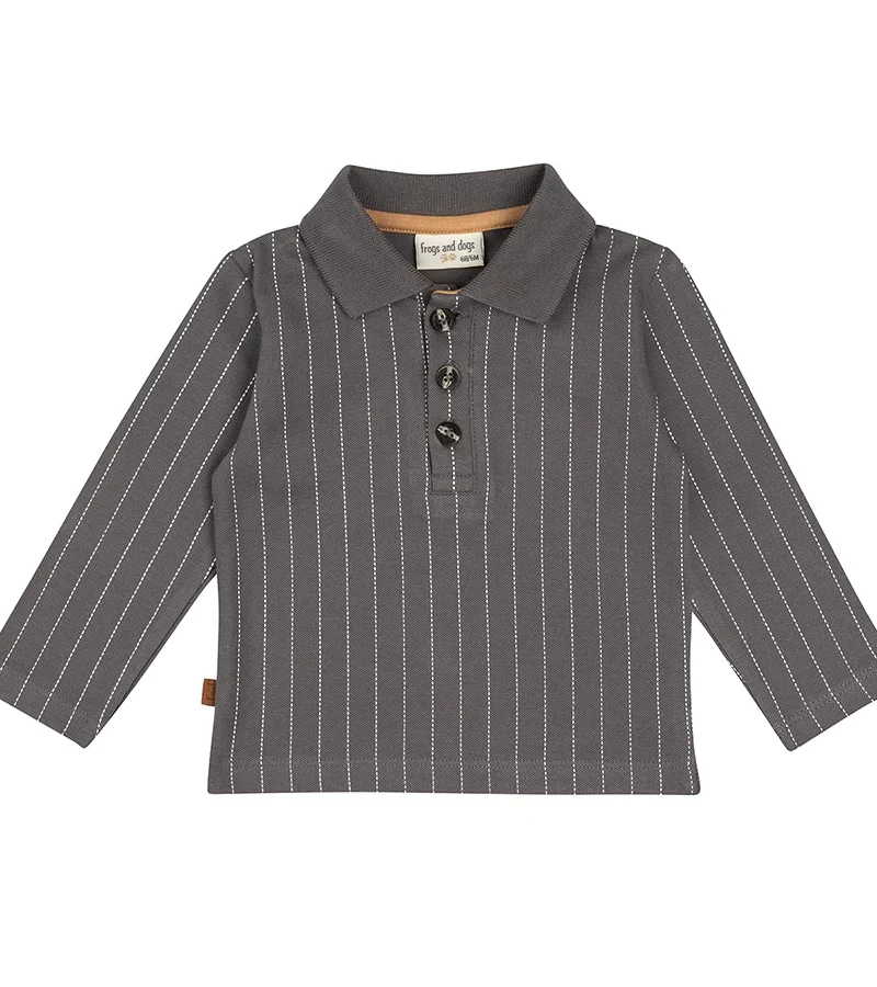 Little Hero Baby Polo Striped | Smoked Pearl